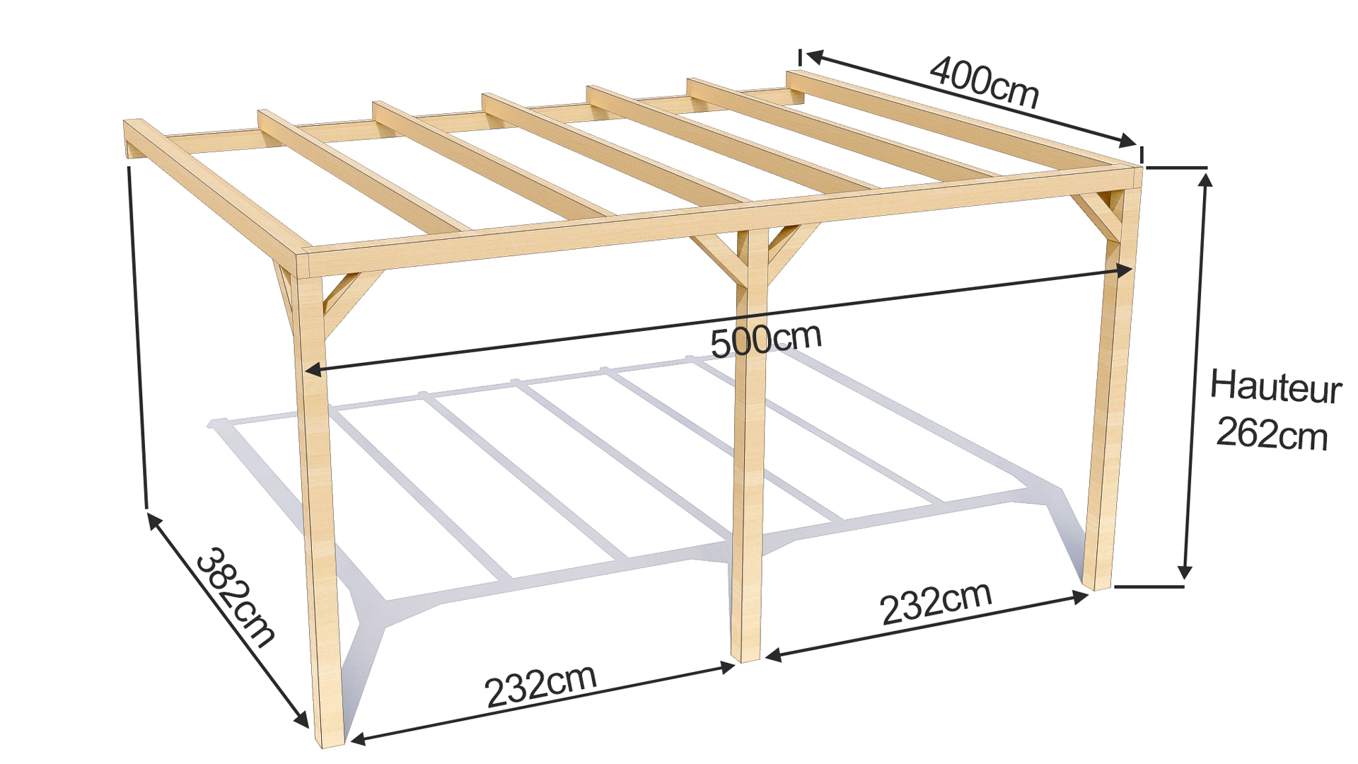 dimensions d'une pergola bois come 5mx4m